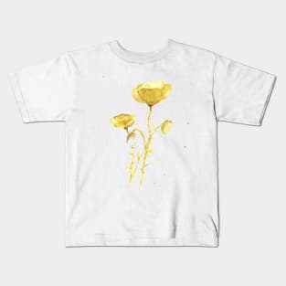 Watercolor Poppy Flower Kids T-Shirt